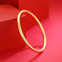 zocai佐卡伊简约时尚光面足金手镯古法黄金手镯手链戒指项链耳饰