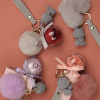 唯忆“熊永生花泡钥匙扣”