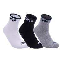 Kappa 卡帕 袜子3双装情侣吸汗棉袜黑色篮球足球运动袜子
