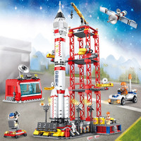 幻模嘉儿童积木玩具男孩拼插积木航天飞机模型摆件成人兼容乐高拼装火箭玩具礼物神州火箭发射中心圣诞节礼物