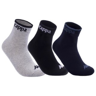 Kappa 卡帕 男士中筒袜套装 KP8W14 3双装(黑+藏蓝+浅灰)