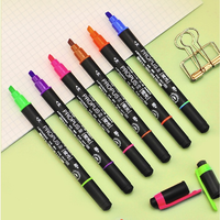 uni 三菱铅笔 日本三菱（Uni）双头荧光记号笔 细0.5mm粗4mm PUS-101T 橙色