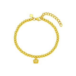 CHOW TAI FOOK 周大福 F220018 圆珠皇冠足金手链 18.75cm 13.96g