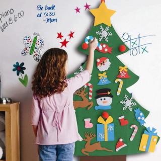 KIDNOAM 欧美儿童不织布手工圣诞树DIY粘贴自制装饰挂图玩具圣诞节礼物 锥形立体款+5米灯串