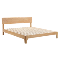 佳佰 床 实木双人床 卧室现代简约型 主卧大床原木色 橡胶木半岛床 1.5m