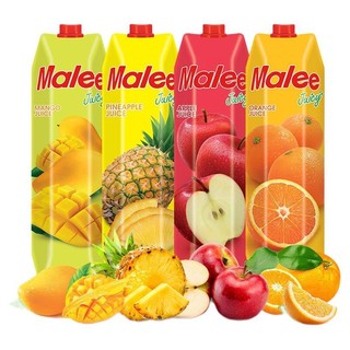 Malee 玛丽 泰国进口果汁饮料大瓶 橙汁芒果汁苹果汁菠萝汁混合装1L*4瓶