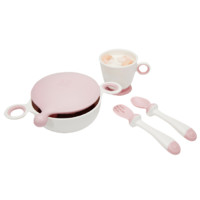 gb 好孩子 P80061 儿童防滑餐具4件套 双耳碗+叉勺+水杯 粉色