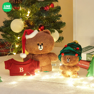 LINE FRIENDS HOLIDAY系列 布朗熊圣诞节毛绒玩偶 节日氛围礼物