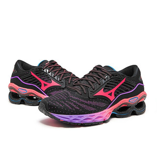 Mizuno 美津浓 Wave Creation 22 中性跑鞋 J1GC210163 黑/粉/橙 39