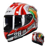 GXT FA601 摩托车头盔 全盔 亮白/红皇冠 M码