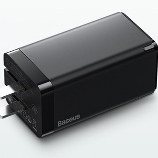 BASEUS 倍思 CCGAN65C3 氮化镓充电器 双Type-C/USB-A 65W+双Type-C 100W 数据线 1m 黑色