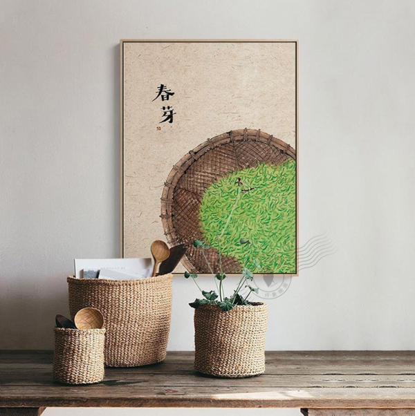 仟象映画 李知弥 新中式客厅装饰壁画《C款-煮茶图》60x80cm 油画布 浅木色实木框