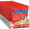 Somat 12 Gold 活性多效洗碗机用洗涤块 强力对抗焦化物/光泽餐具，年度装/176 (8 x 22)块