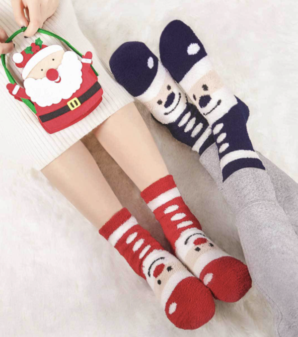 365WEAR 珊瑚绒情侣圣诞袜 2双装