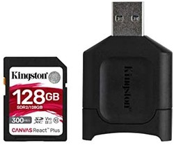 Kingston 金士顿 MLPR2/128GB SD 卡 + 读卡器 (128 GB SDXC React Plus SDR2 + MLP SD 读卡器)