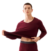 JORDIAAI 乔点 男士秋衣秋裤套装 酒红 XXL