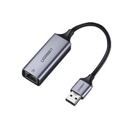 UGREEN 綠聯 CM209 免驅鋁殼款 USB-A轉RJ45 0.1m 灰色