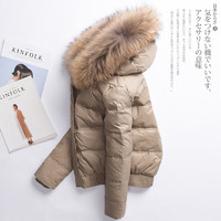 AiYouBuCuo 哎呦不错 小款羽绒服女短款2021新款韩版修身显瘦大毛领外套女学生夹克冬装