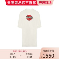 VETEMENTS 白色纯棉饰男女同款T恤圆领上衣