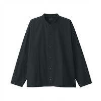 MUJI 無印良品 男女款长袖衬衫 ACA18A1A 黑色 L-XL