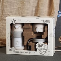 88VIP：THERMOS 膳魔师 LION系列 FFH-293L 儿童保温杯+吸管盖+直饮盖 机长 290ml 灰/白 礼盒装