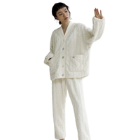 Hodo Men 红豆男装 女士珊瑚绒睡衣套装 AJ662 米糖色 160/84