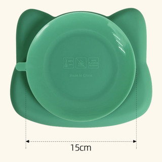 慕容世家 CP-02 儿童分隔餐盘+吸管+勺叉 猫咪款 迷森绿