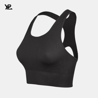 YPL 线雕运动背心女防震聚拢健身运动背心塑型美背外穿瑜伽内衣 黑色