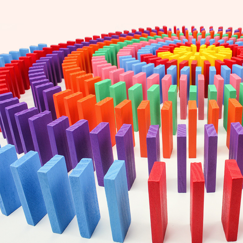樂智由我 多米諾骨牌300片帶13組機關兒童木質積木益智拼搭玩具男女孩