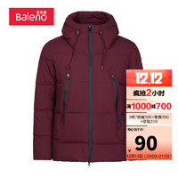 Baleno 班尼路 棉服男 连帽加厚棉服面包服男外套棉袄 12R 女王紅 S