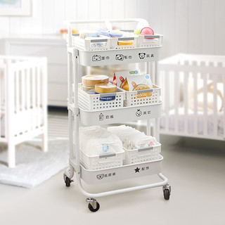 KEYiDE 婴儿用品置物架小推车落地多层移动新生儿宝宝卧室厨房储物收纳架