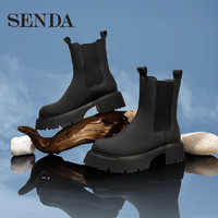 SENDA 森达 2021冬季新款时尚ins潮流显瘦粗跟休闲女切尔西短靴Z0905DD1