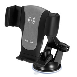 MILI 米力 MiLi车载无线充手机支架苹果iPhoneX/8三星安卓QI无线快充通用出风口/吸盘两用车载充电器 灰色（HC-G10）
