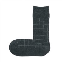 MUJI 無印良品 无印良品 MUJI 男式 合脚直角 均码袜 炭灰色格纹 24-28cm