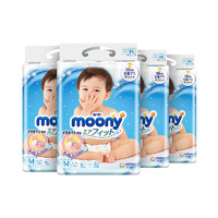 moony 腰贴型婴儿纸尿裤 M 64片*4宝宝透气超薄尿不湿母婴