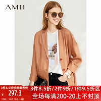 AMII amii女装2021年新款夏早秋季棉麻小西装休闲外套亚麻西服春秋女士