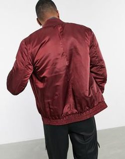 ASOS DESIGN MA1 padded bomber jacket in burgundy