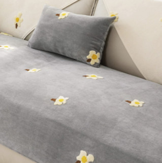 遇见江南 海棠朵朵 防滑通用沙发垫 暖灰色 90*90cm
