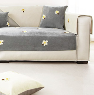 遇见江南 海棠朵朵 防滑通用沙发垫 暖灰色 90*160cm