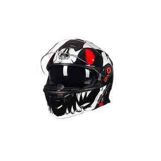 TORC T271 摩托车头盔 揭面盔 白魔兽款 黑色 XXXL码