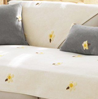 遇见江南 海棠朵朵 防滑通用沙发垫 奶茶色 70*150cm