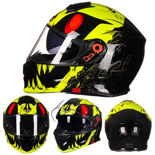 TORC T271 摩托车头盔 揭面盔 黄魔兽款 黑色 L码