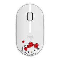 logitech 罗技 Pebble HELLO KITTY  2.4G蓝牙 优联 双模无线鼠标 1000DPI HELLO KITTY 白色