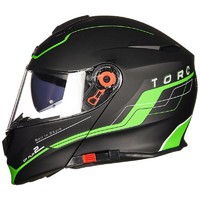 TORC T271 摩托车头盔 揭面盔 利箭绿款 亚黑色 L码