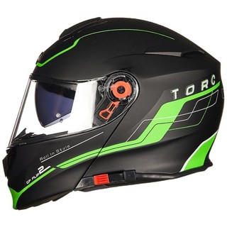 TORC T271 摩托车头盔 揭面盔 利箭绿款 亚黑色 XL码