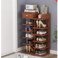 凡鑫 简易门口鞋架 6层古檀木色