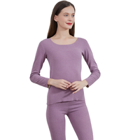 BONAS 宝娜斯 女士双面德绒保暖内衣套装 DS8688 紫色 M