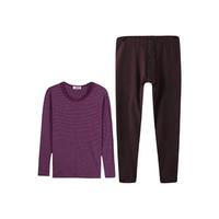 YOUR SUN 宜而爽 红品系列 男士秋衣秋裤套装 13001013131 暗紫条 XXXL