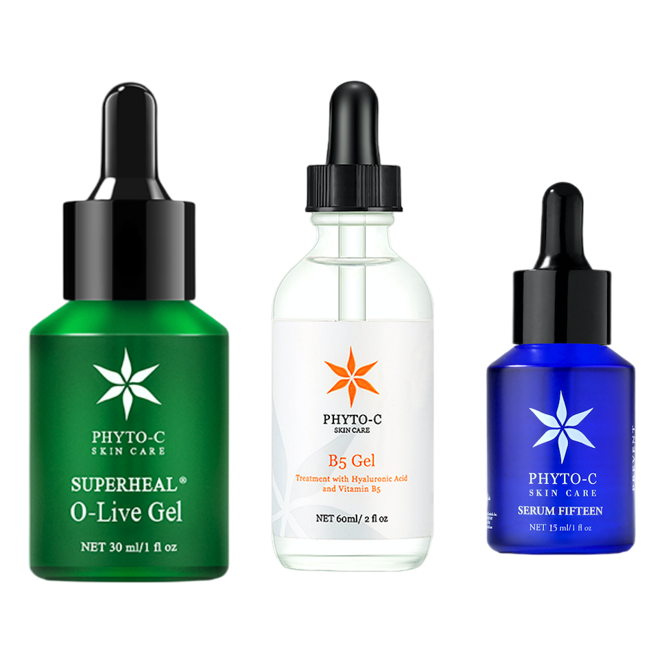 phyto-c 滼朵斯 护肤精华套装 (橄榄精华修护凝胶30ml+B5保湿精华60ml+维他命C15抗氧精华15ml)