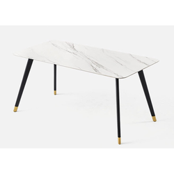 林氏木业 JI5R 岩板现代轻奢餐桌 白色+黑色 2m